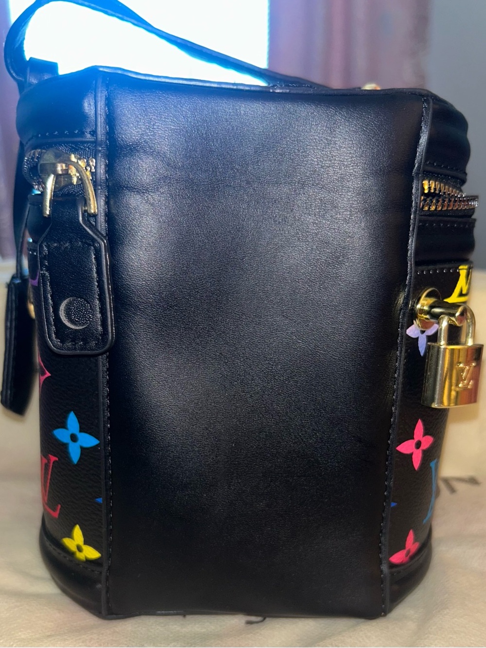 Inspired Louis Vuitton Black Multicolor Monogram Cylinder Vanity Bag - Picture 6 of 6